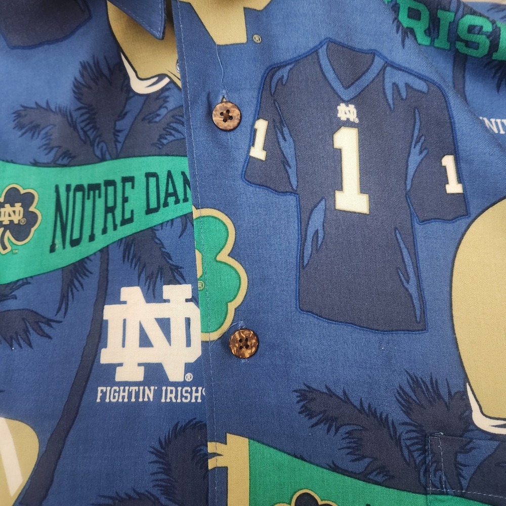 Reyn Spooner Sports Blue Shirt Size XXL University of Norte Dame Football Irish - Picture 14 of 16
